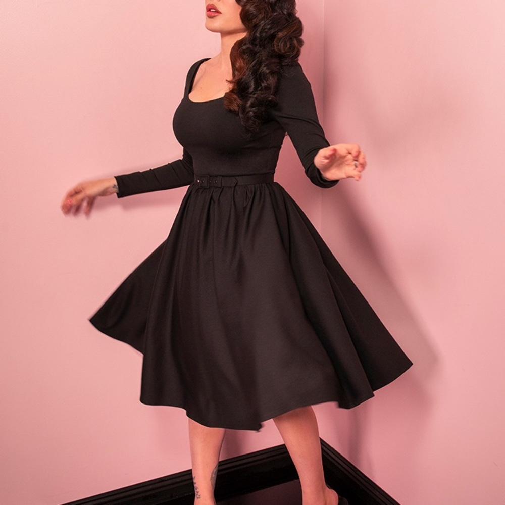 Vixen by Micheline Pitt Blue Polka Dot Swing Dress - Picture 9 of 10